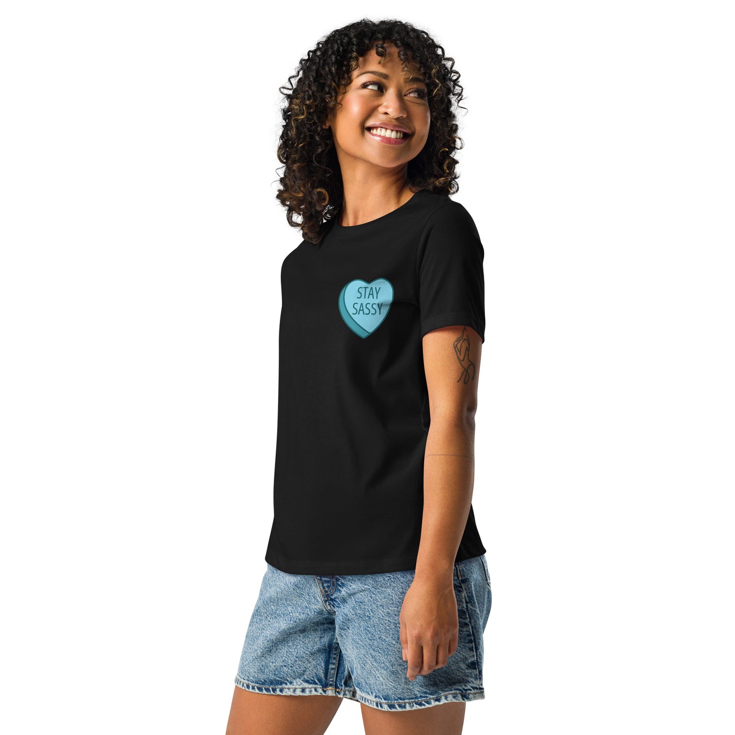 Stay Sassy Blue Heart Women's Relaxed T-Shirt MORE COLORS AVAILABLE