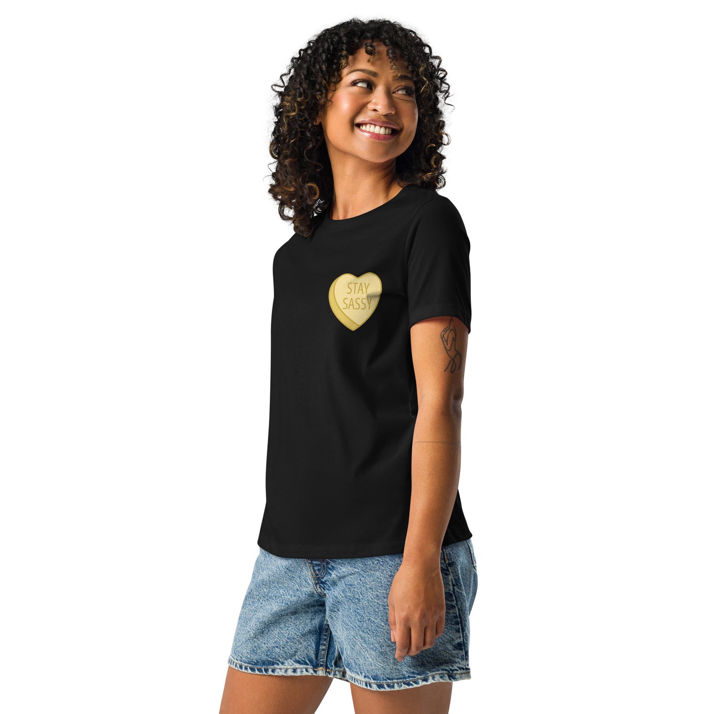 Stay Sassy Yellow Heart Women's Relaxed T-Shirt MORE COLORS AVAILABLE