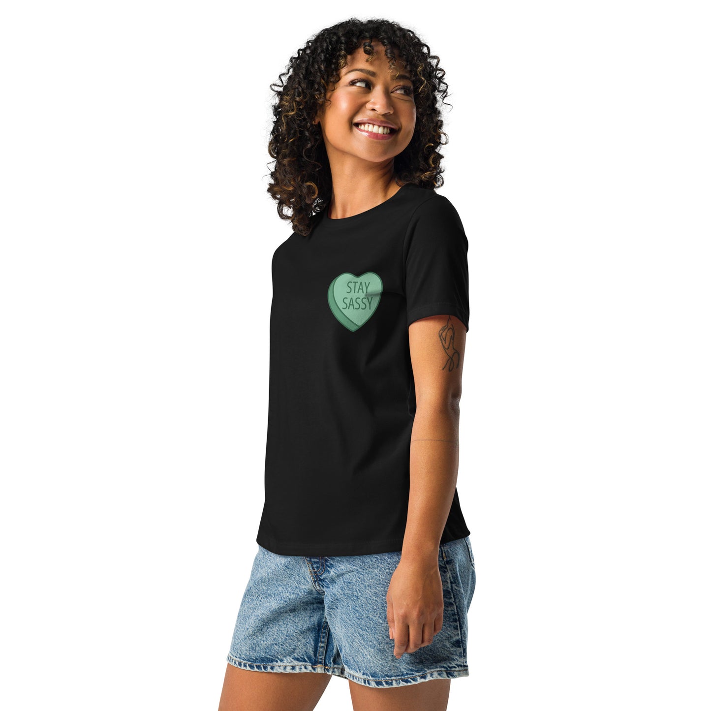 Stay Sassy Green Heart Women's Relaxed T-Shirt MORE COLORS AVAILABLE