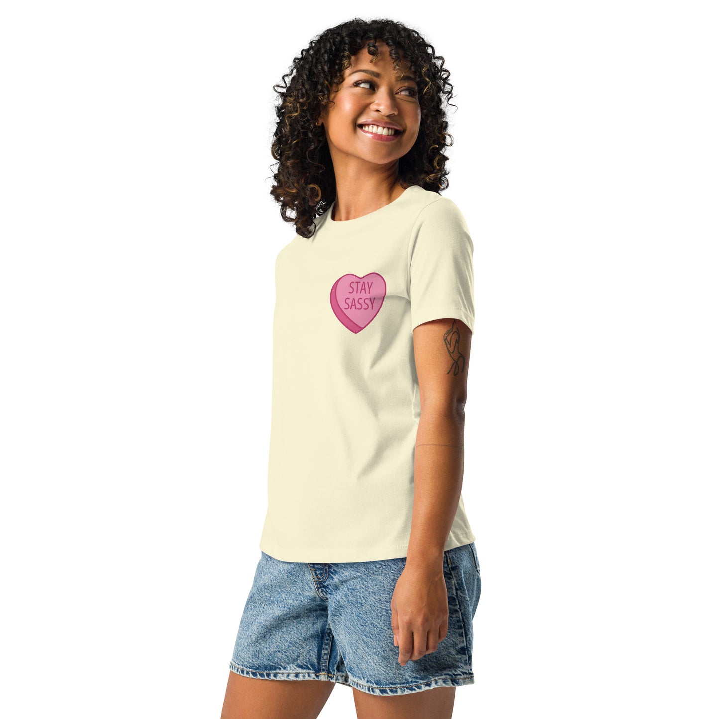 Stay Sassy Pink Heart Women's Relaxed T-Shirt MORE COLORS AVAILABLE