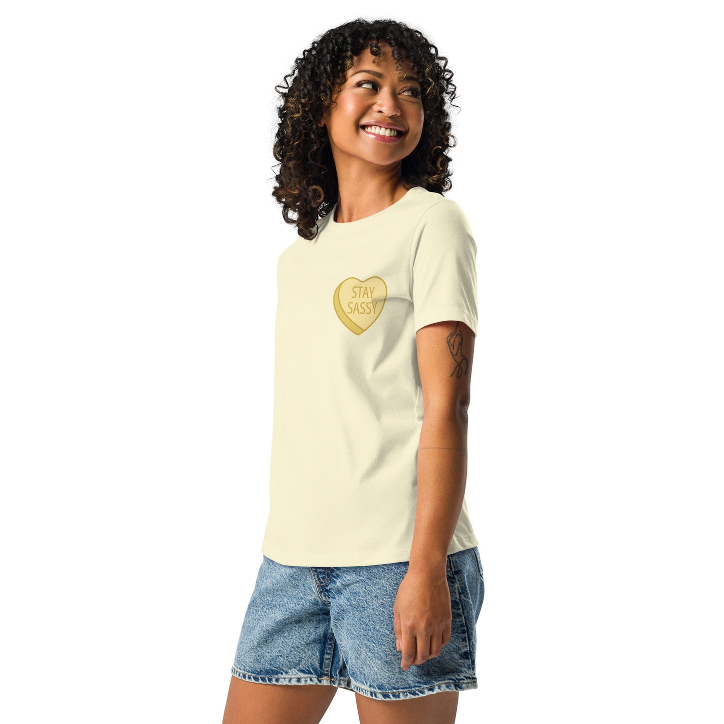 Stay Sassy Yellow Heart Women's Relaxed T-Shirt MORE COLORS AVAILABLE