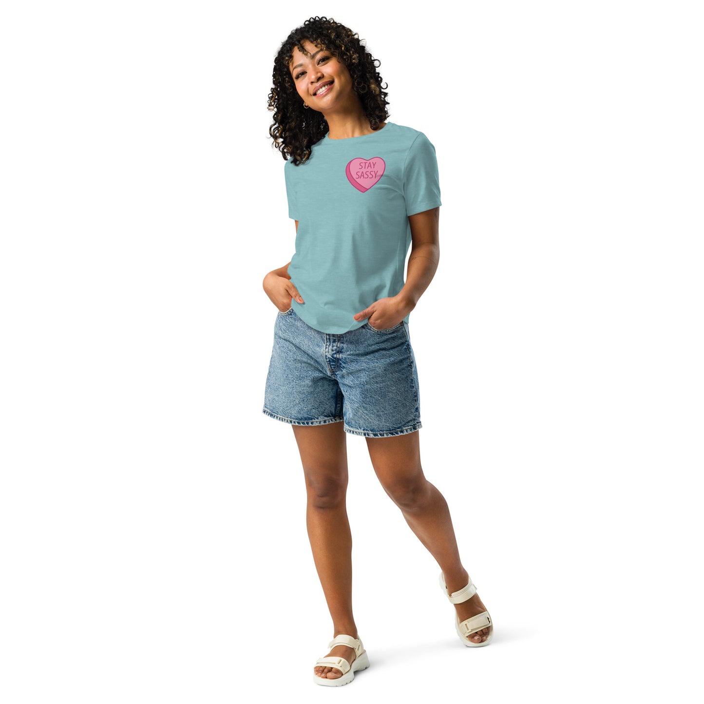 Stay Sassy Pink Heart Women's Relaxed T-Shirt MORE COLORS AVAILABLE