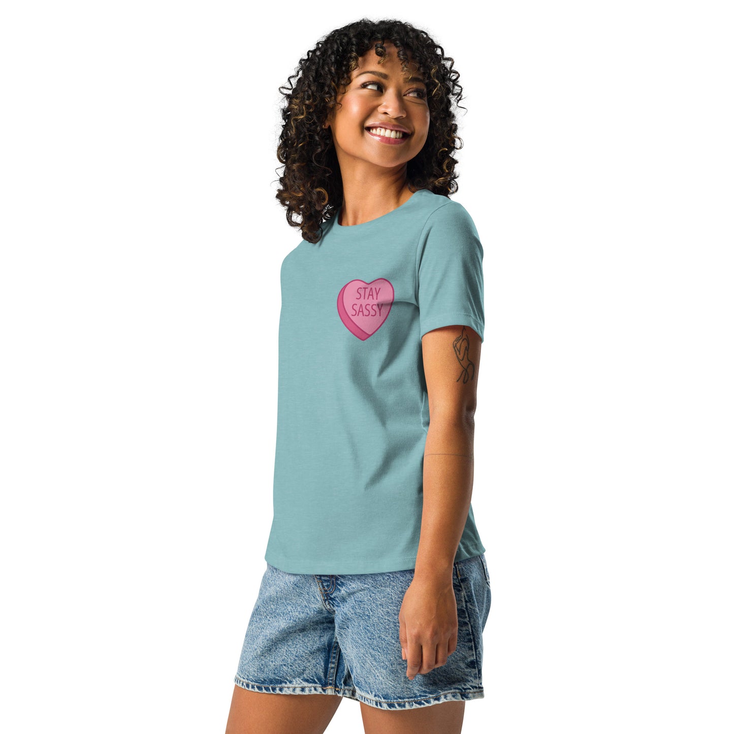 Stay Sassy Pink Heart Women's Relaxed T-Shirt MORE COLORS AVAILABLE