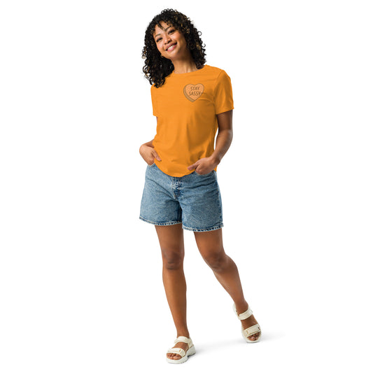 Stay Sassy Orange Heart Women's Relaxed T-Shirt MORE COLORS AVAILABLE