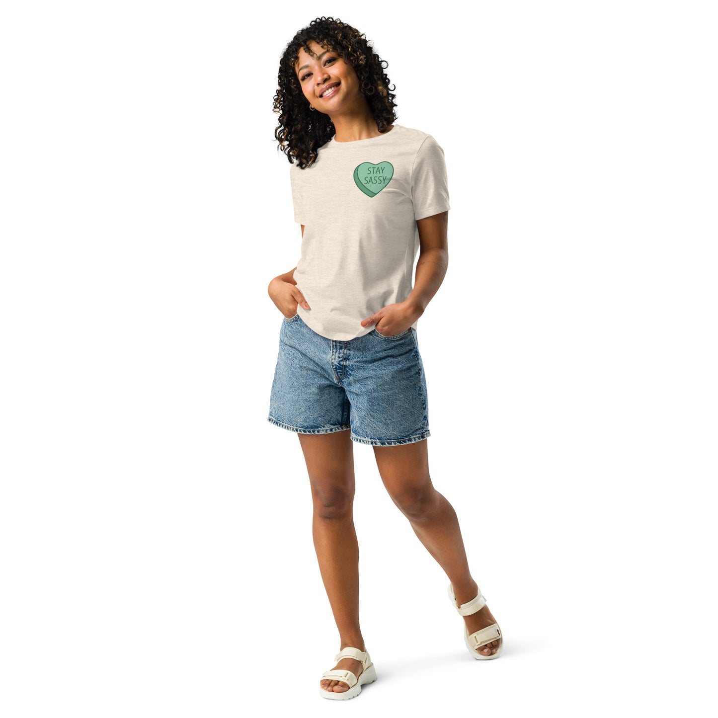 Stay Sassy Green Heart Women's Relaxed T-Shirt MORE COLORS AVAILABLE