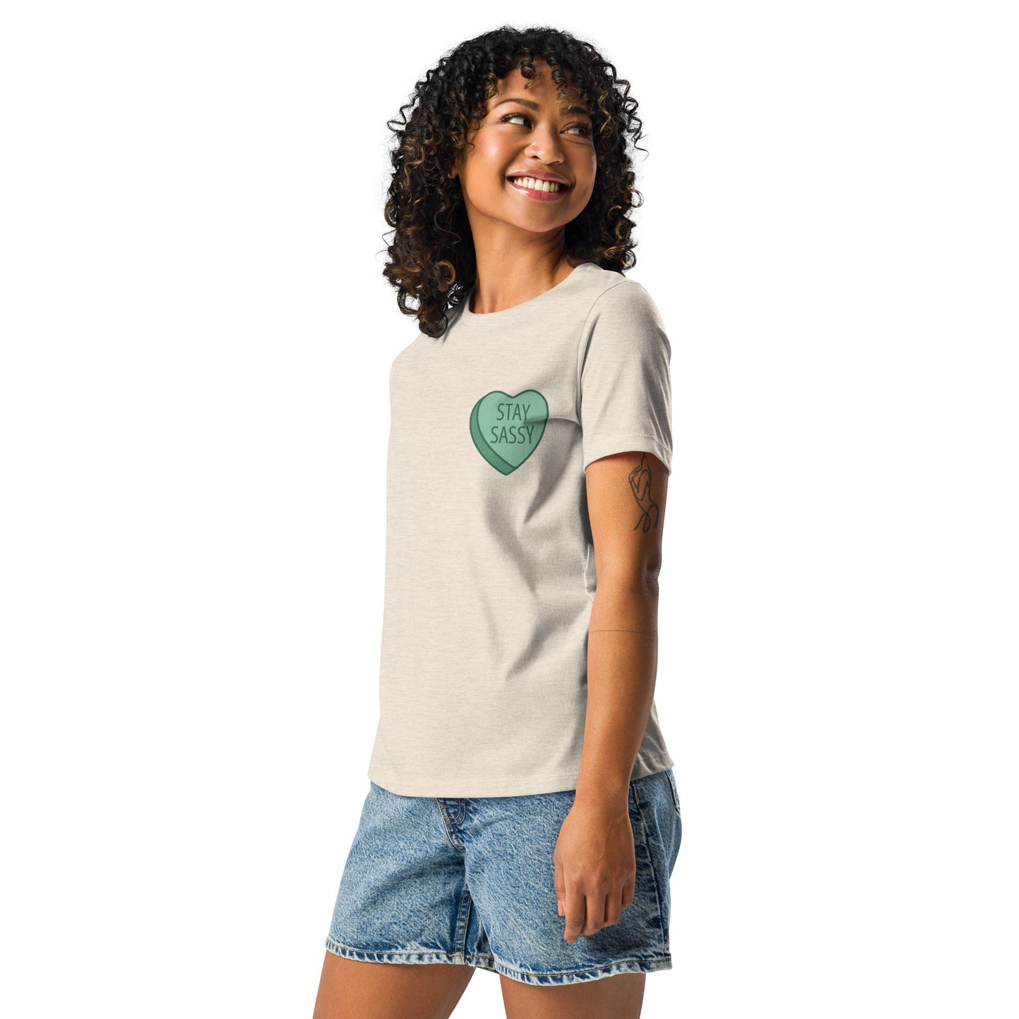 Stay Sassy Green Heart Women's Relaxed T-Shirt MORE COLORS AVAILABLE