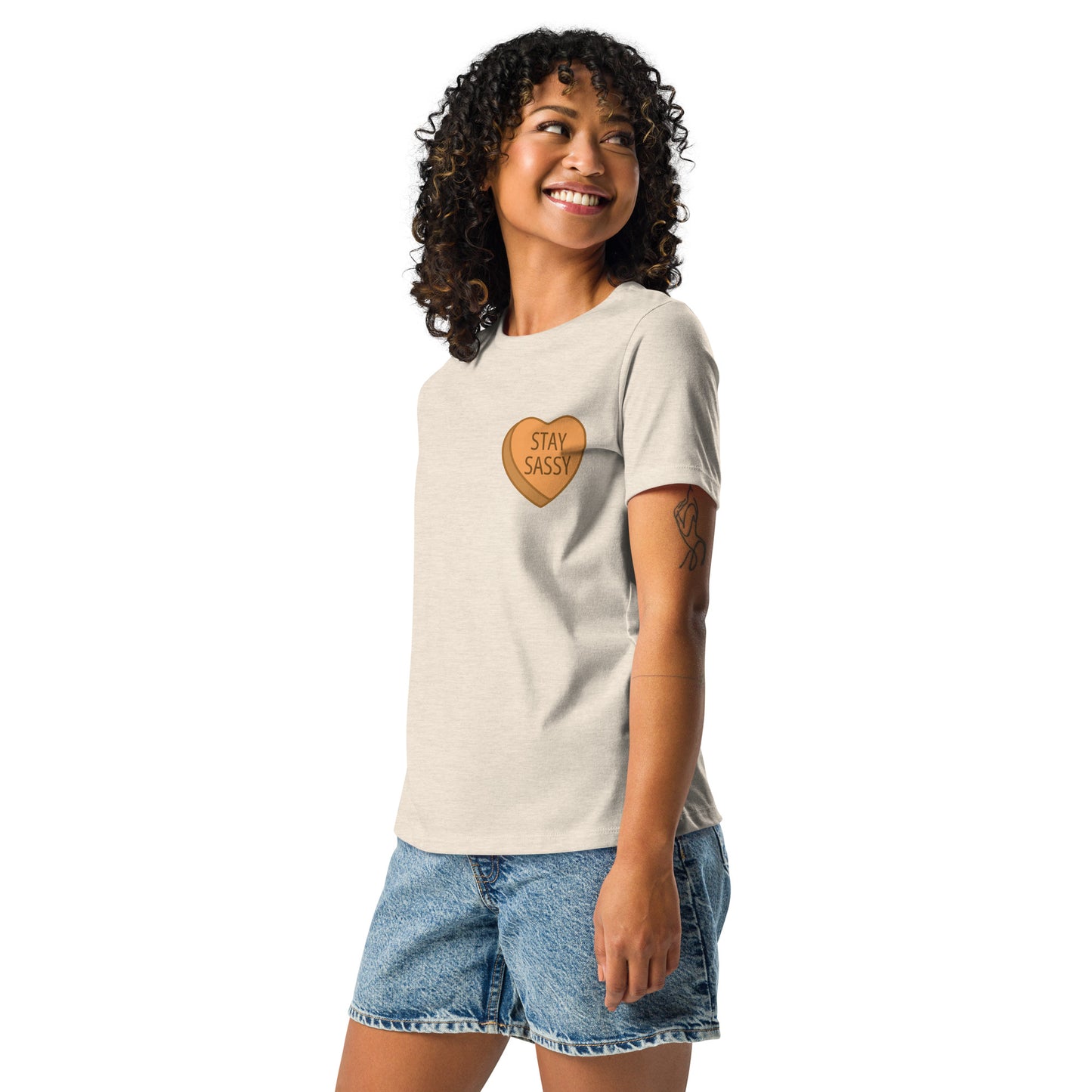 Stay Sassy Orange Heart Women's Relaxed T-Shirt MORE COLORS AVAILABLE