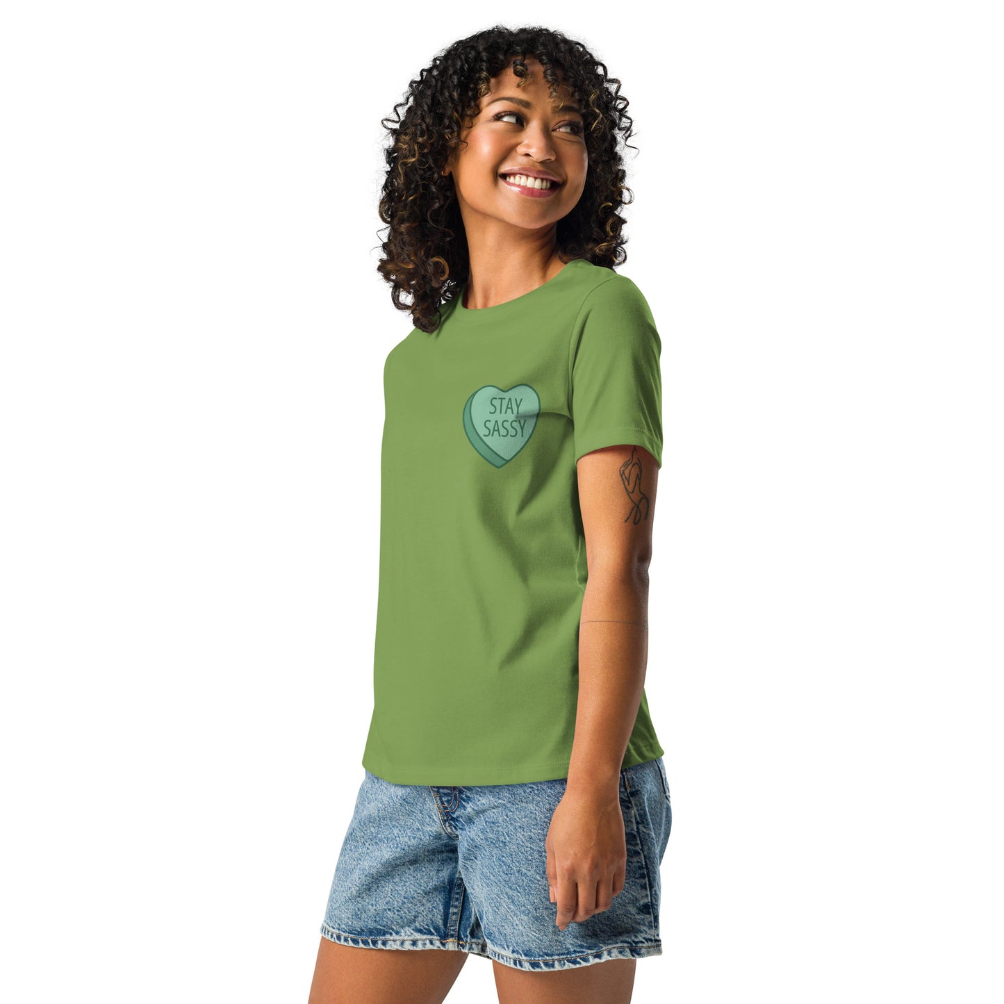 Stay Sassy Green Heart Women's Relaxed T-Shirt MORE COLORS AVAILABLE