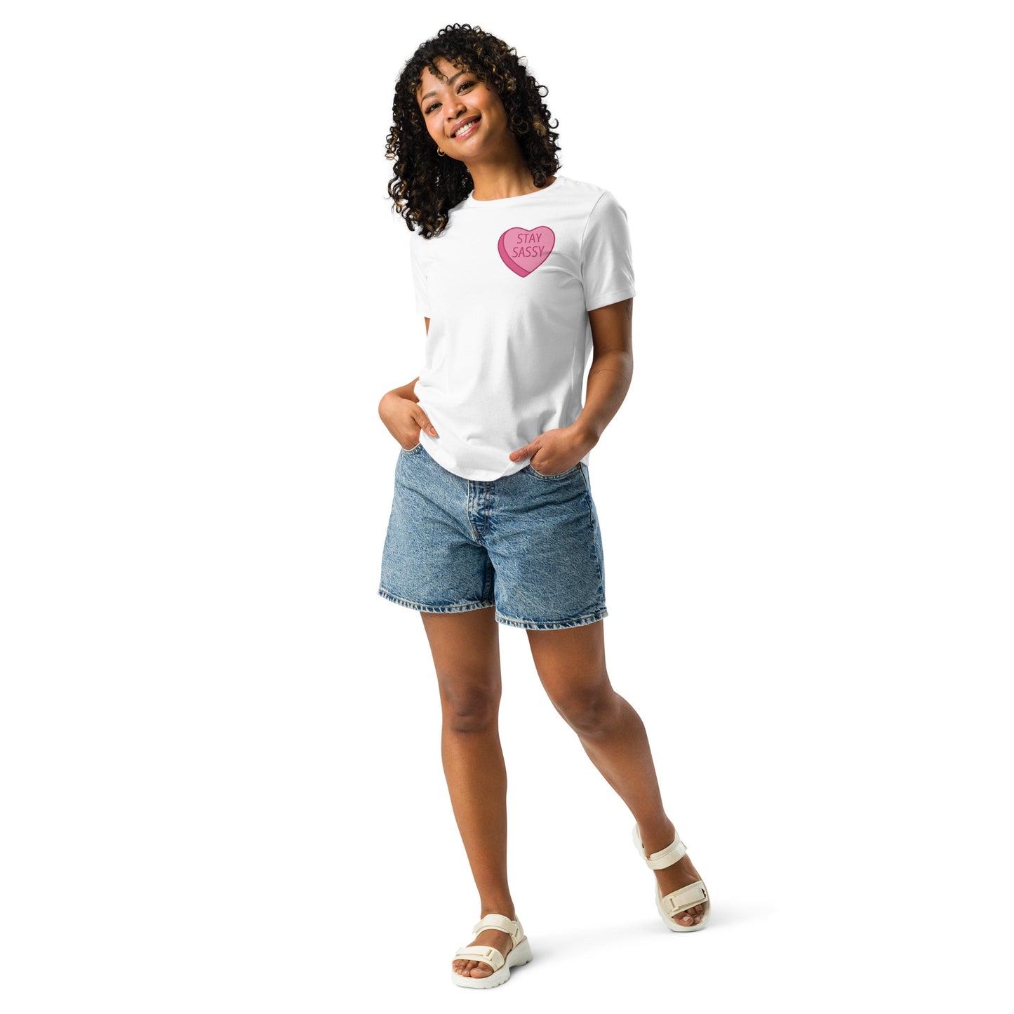 Stay Sassy Pink Heart Women's Relaxed T-Shirt MORE COLORS AVAILABLE