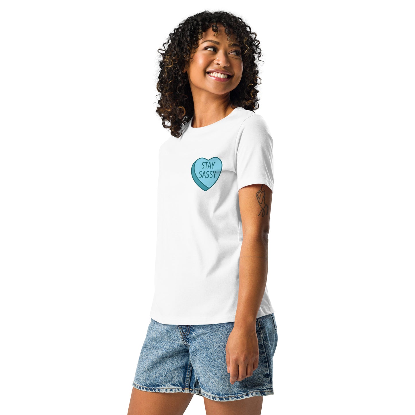 Stay Sassy Blue Heart Women's Relaxed T-Shirt MORE COLORS AVAILABLE