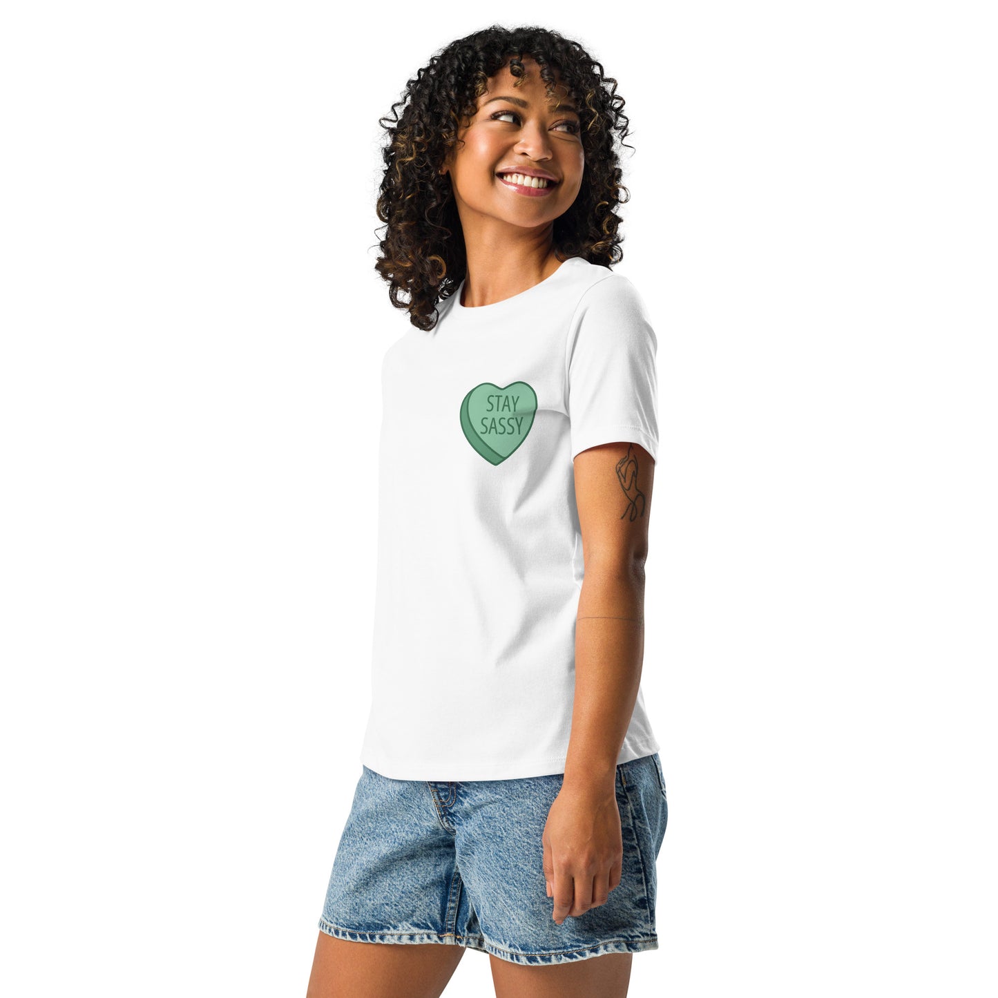 Stay Sassy Green Heart Women's Relaxed T-Shirt MORE COLORS AVAILABLE