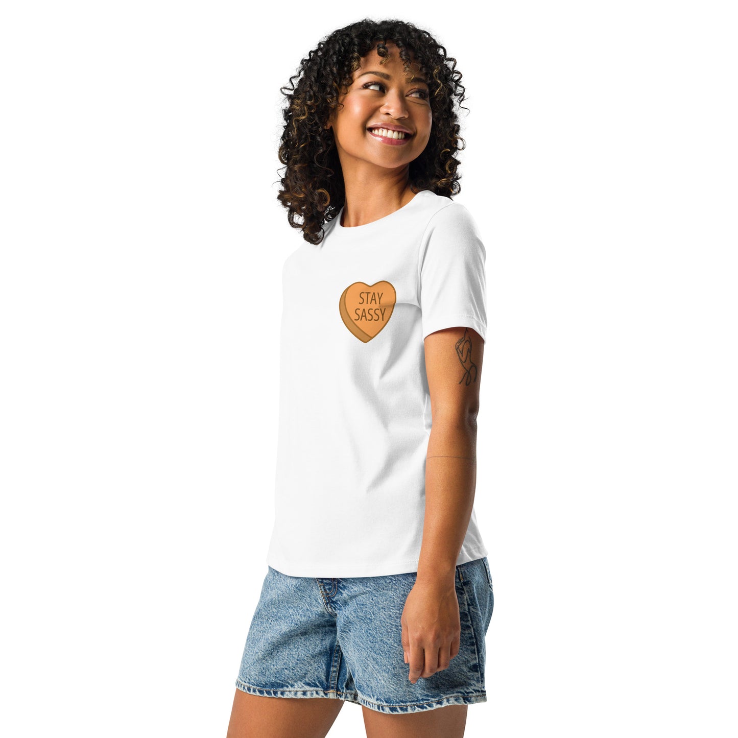 Stay Sassy Orange Heart Women's Relaxed T-Shirt MORE COLORS AVAILABLE